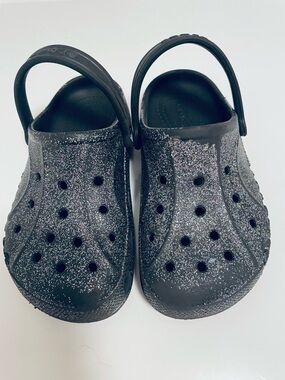 CROCS Kids Black Glitter Clogs